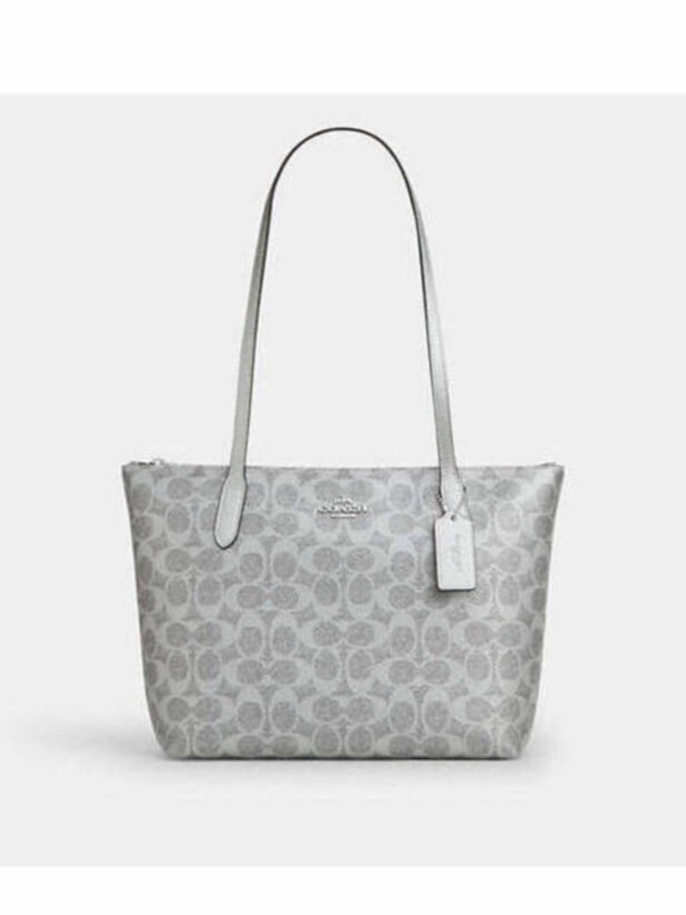 COACH Coach Signature Fiona Zip Tote Women's Bagsilver rare 3 hang tags included